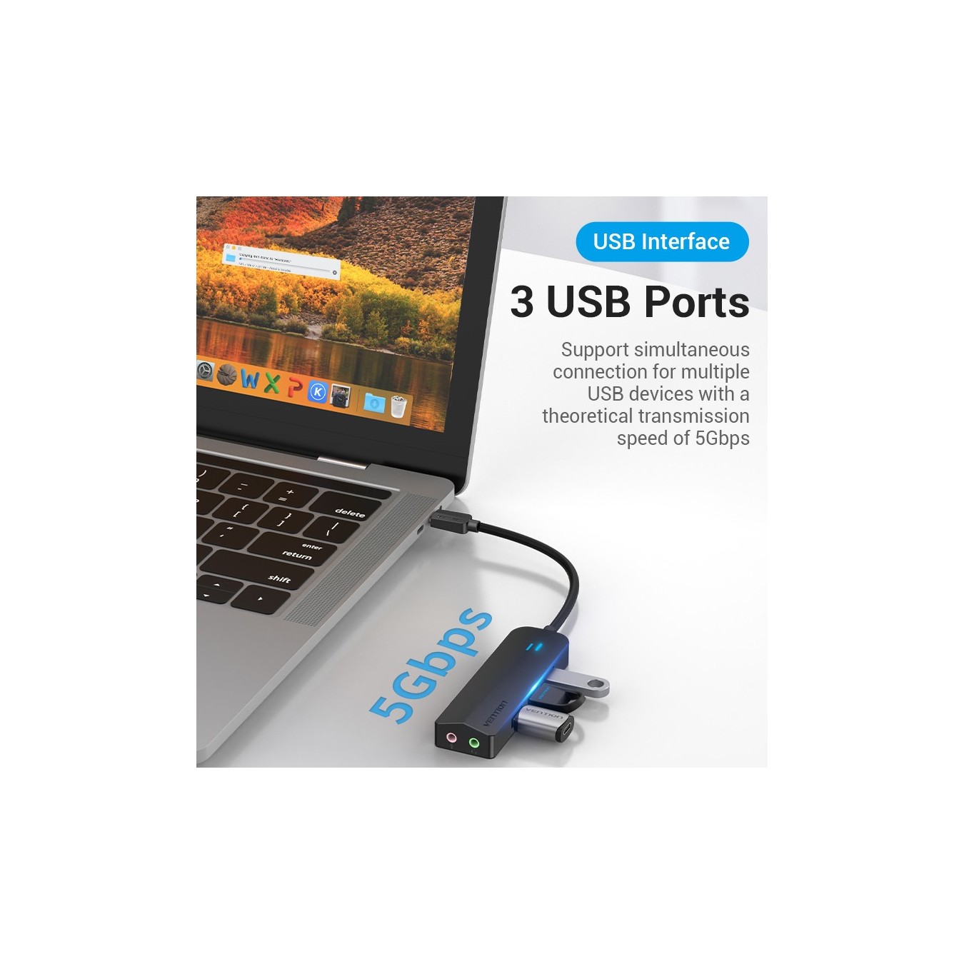 Vention TGQBB USB-C Hub – 3x USB 3.0 0.15m | Armenius Store