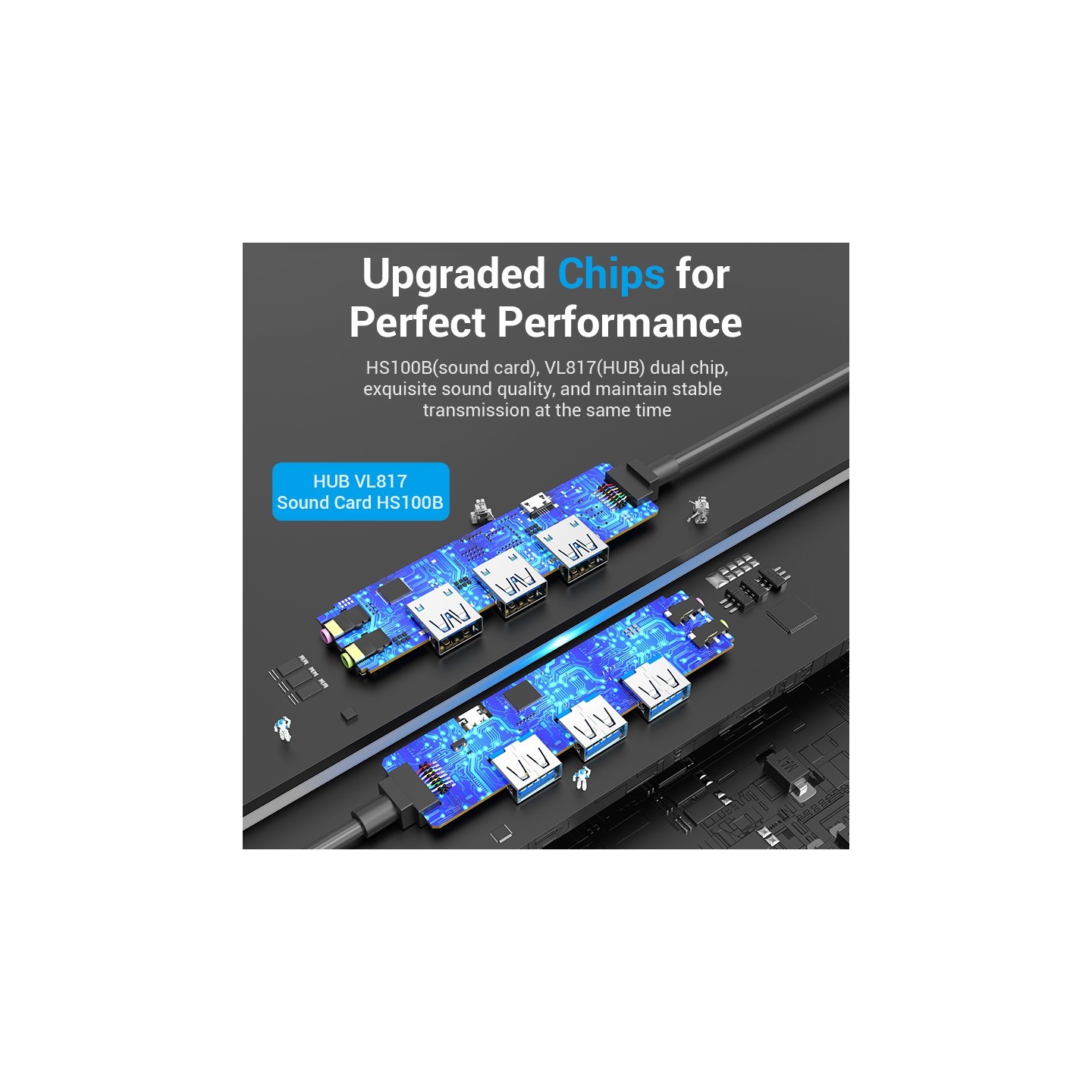 Vention HUB USB-C 3 x USB3.0 Micro-B Stereo Sound 0.15m - TGQBB - USB-C 3 x USB3.0 Micro-B Stereo Sound 0.15m