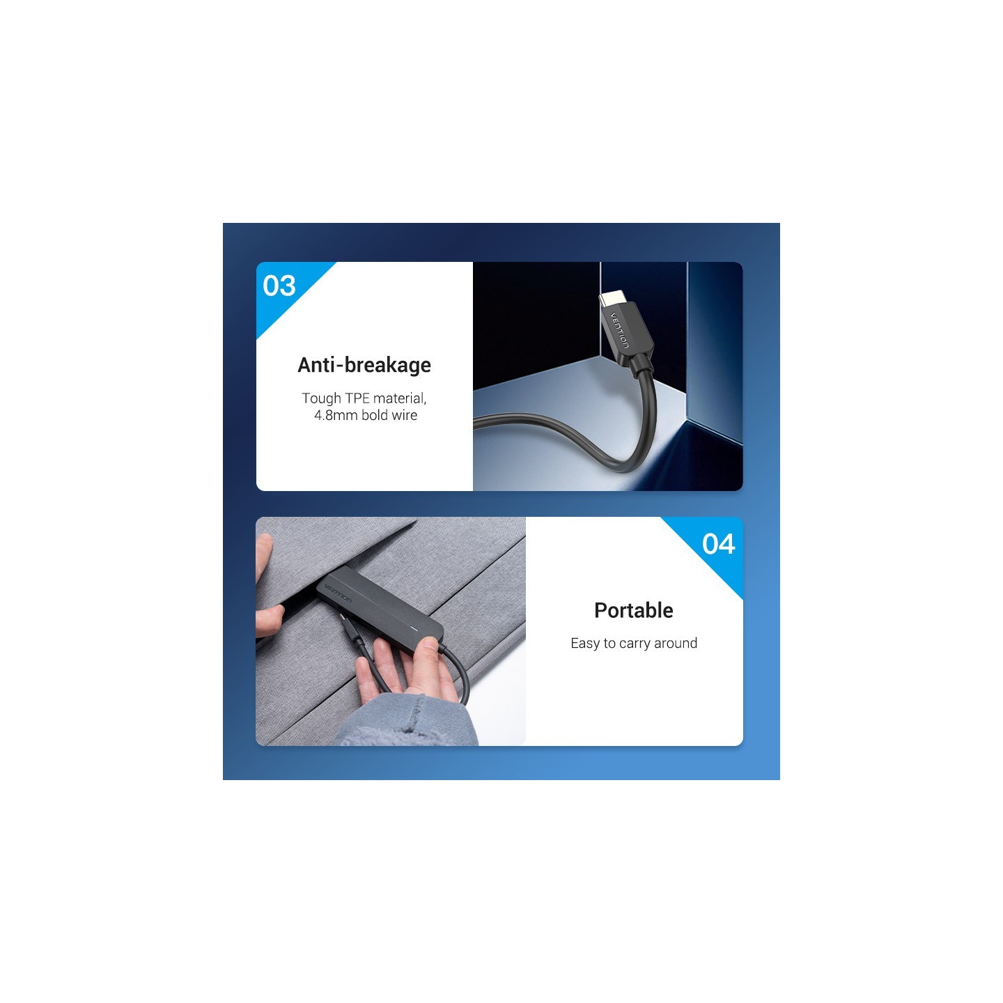 Vention HUB USB-C 3 x USB3.0 Micro-B Stereo Sound 0.15m - TGQBB - USB-C 3 x USB3.0 Micro-B Stereo Sound 0.15m