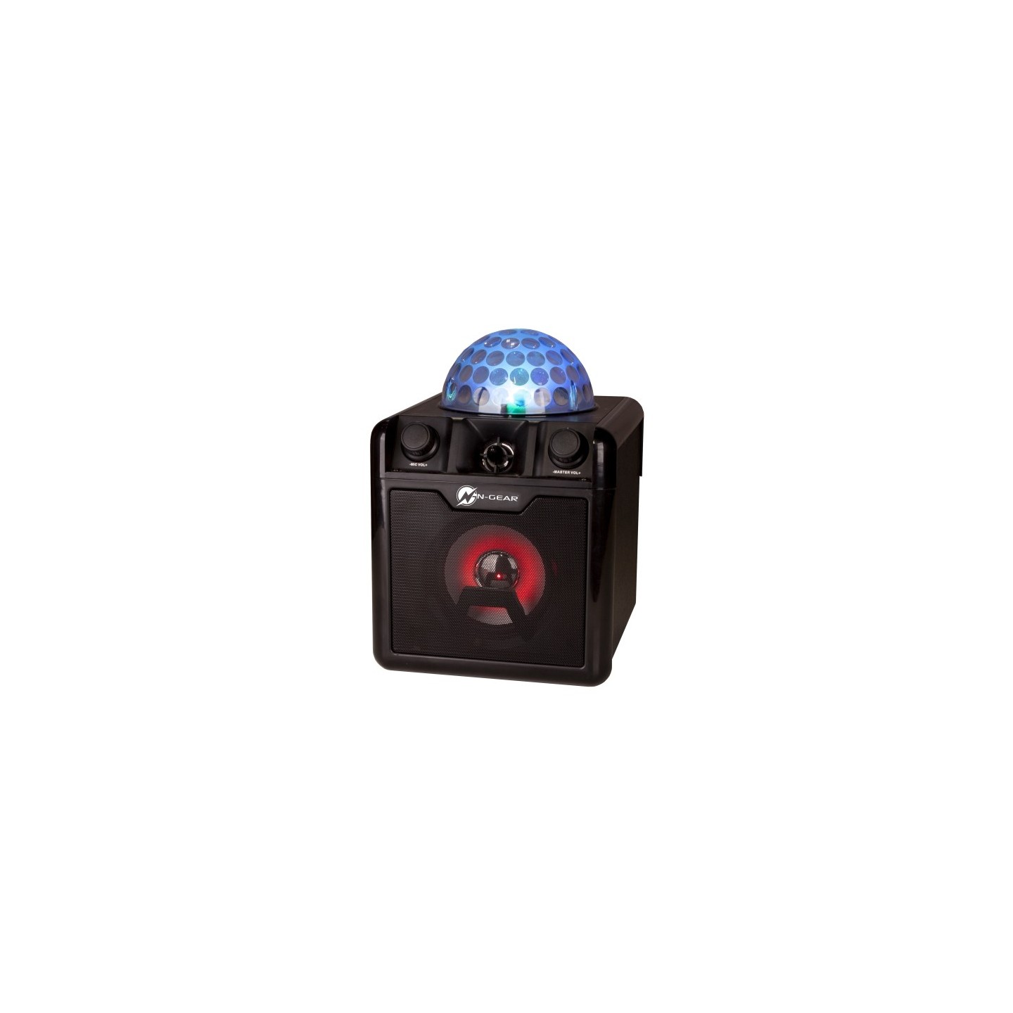 N-Gear Disco Block - 410 - Portable Karaoke Speaker with Disco Ball With 2 Wired Microphones