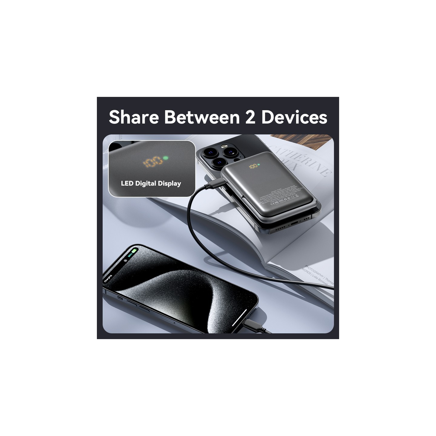 Vention Powerbank Wireless Magnetic 10000mAh 20W - FHNB0 - with Stand Black — Buy in Cyprus with Fast Delivery