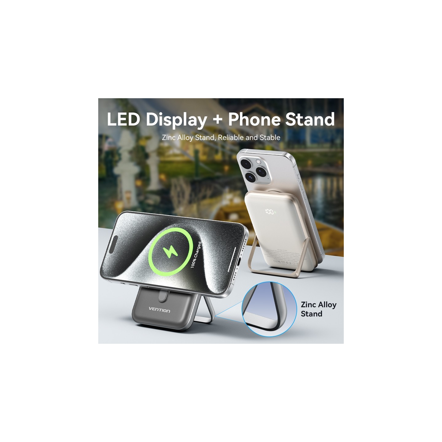 Vention Powerbank Wireless Magnetic 10000mAh 20W - FHNB0 - with Stand Black — Buy in Cyprus with Fast Delivery