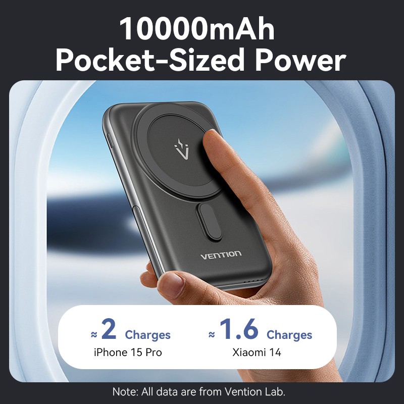 Buy Vention Powerbank Wireless Magnetic 10000mAh 20W - FHNB0 - with Stand Black in Cyprus, Nicosia, Limassol, Larnaka, Pafos