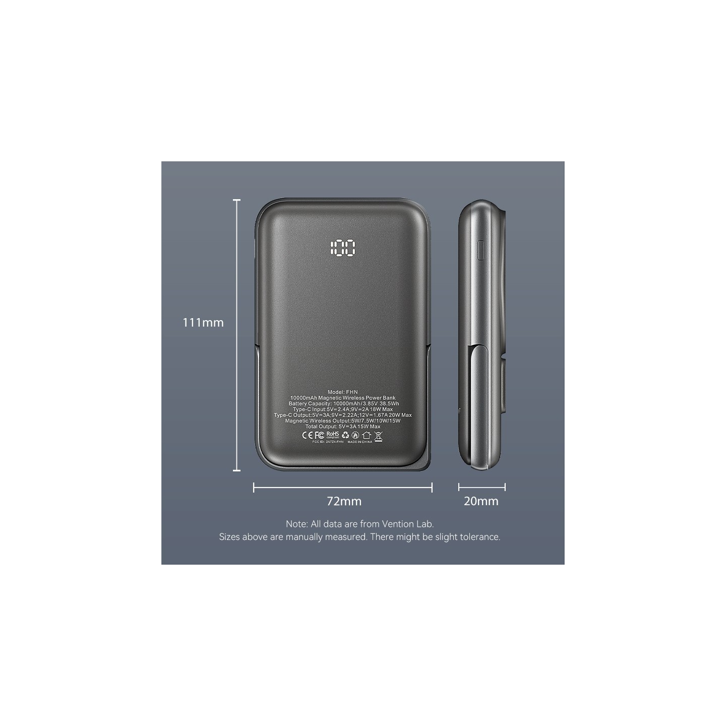 Vention Powerbank Wireless Magnetic 10000mAh 20W - FHNB0 - with Stand Black — Buy in Cyprus with Fast Delivery