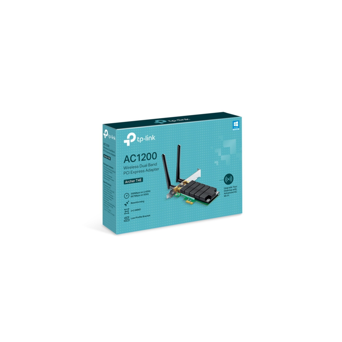 TP-Link Archer T4E PCIe Wi-Fi Adapter - AC1200 Dual-Band (2.4/5 GHz), Low-Profile, External Detachable Antennas (Black/Green)