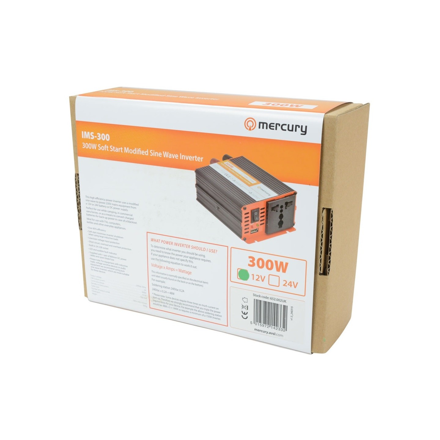 Mercury Inverter - IMS300-12 - 12VDC 300W Inverter + USB 652.002UK — Buy in Cyprus with Fast Delivery