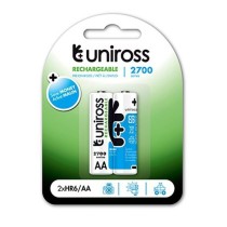 Uniross AA 2700 NiMH Rechargable Batteries - 2 Pcs — Buy in Cyprus with Fast Delivery