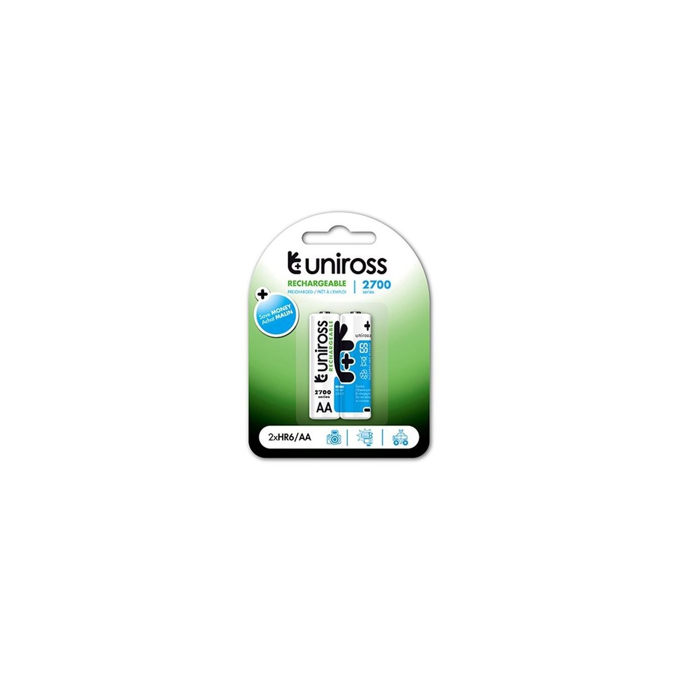Uniross AA 2700 NiMH Rechargable Batteries - 2 Pcs — Buy in Cyprus with Fast Delivery