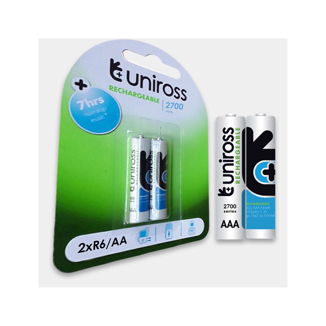 Uniross AA 2700 NiMH Rechargable Batteries - 2 Pcs — Buy in Cyprus with Fast Delivery