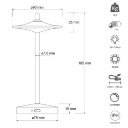 Buy KELU SAKE Lamp - USB-C Rechargeable IP44 Aluminium Lamp 130LM Bronze in Cyprus, Nicosia, Limassol, Larnaka, Pafos