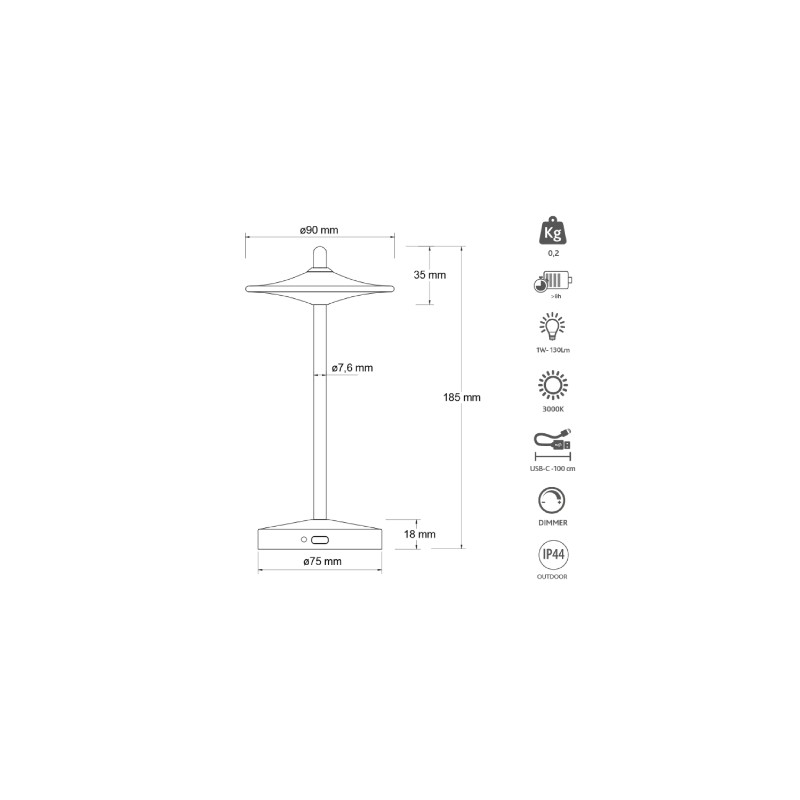 Buy KELU SAKE Lamp - USB-C Rechargeable IP44 Aluminium Lamp 130LM Bronze in Cyprus, Nicosia, Limassol, Larnaka, Pafos
