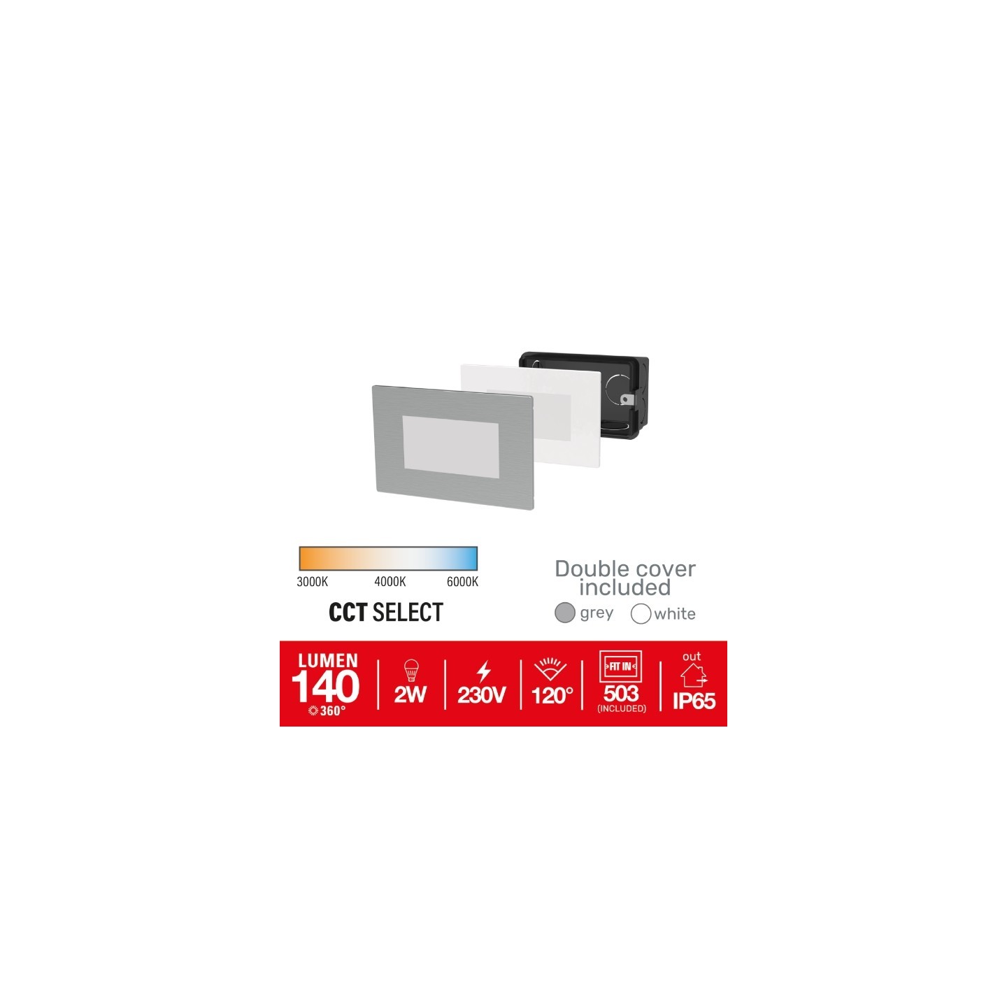 GBC DOGI LED URANO - 1021 - CCT White Grey Outdoor Steplight for Recessed Box 503 — Buy in Cyprus with Fast Delivery