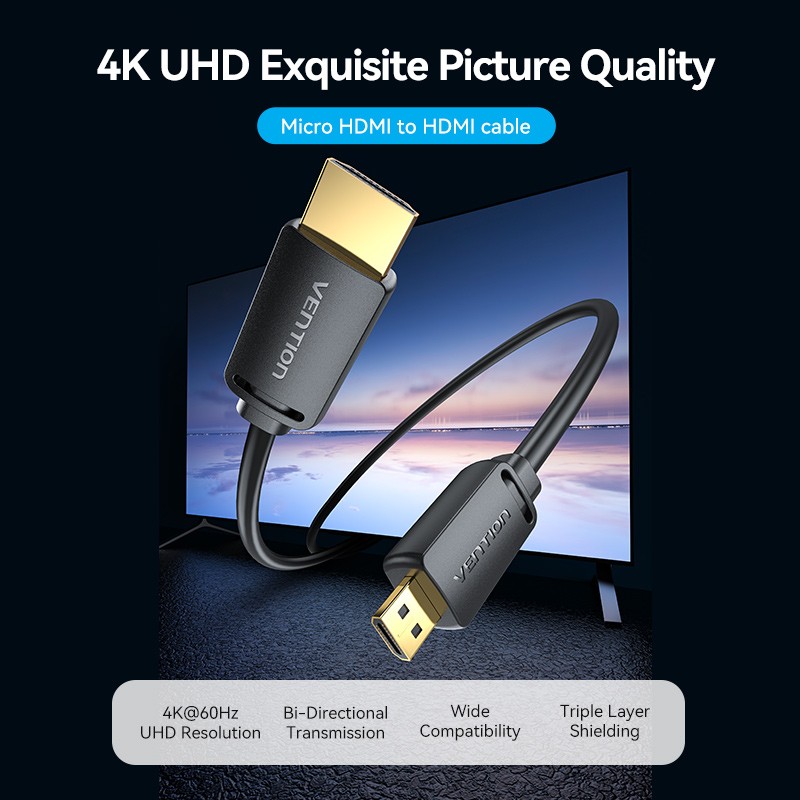 Buy Vention HDMI to HDMI Micro Cable - AGIBG - HDMI to HDMI Micro Cable 1.5m in Cyprus, Nicosia, Limassol, Larnaka, Pafos