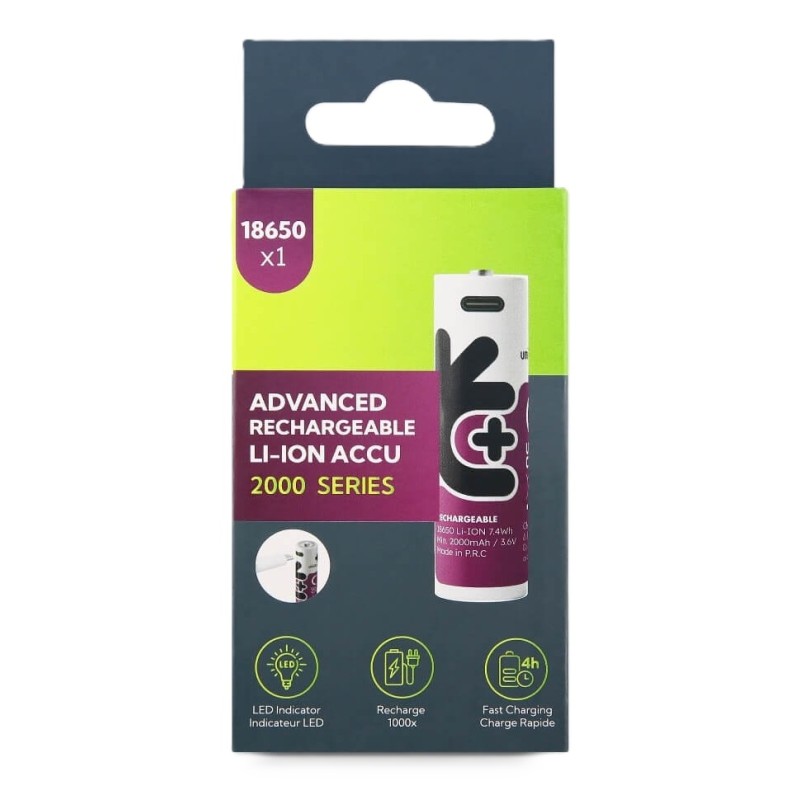 Buy Uniross USB-C Rechargeable 18650 Lithium Battery 2000mAh - (1pc) in Cyprus, Nicosia, Limassol, Larnaka, Pafos