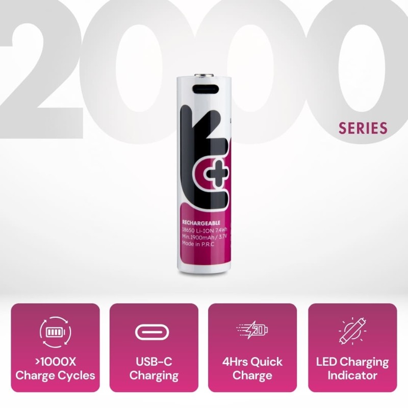 Buy Uniross USB-C Rechargeable 18650 Lithium Battery 2000mAh - (1pc) in Cyprus, Nicosia, Limassol, Larnaka, Pafos