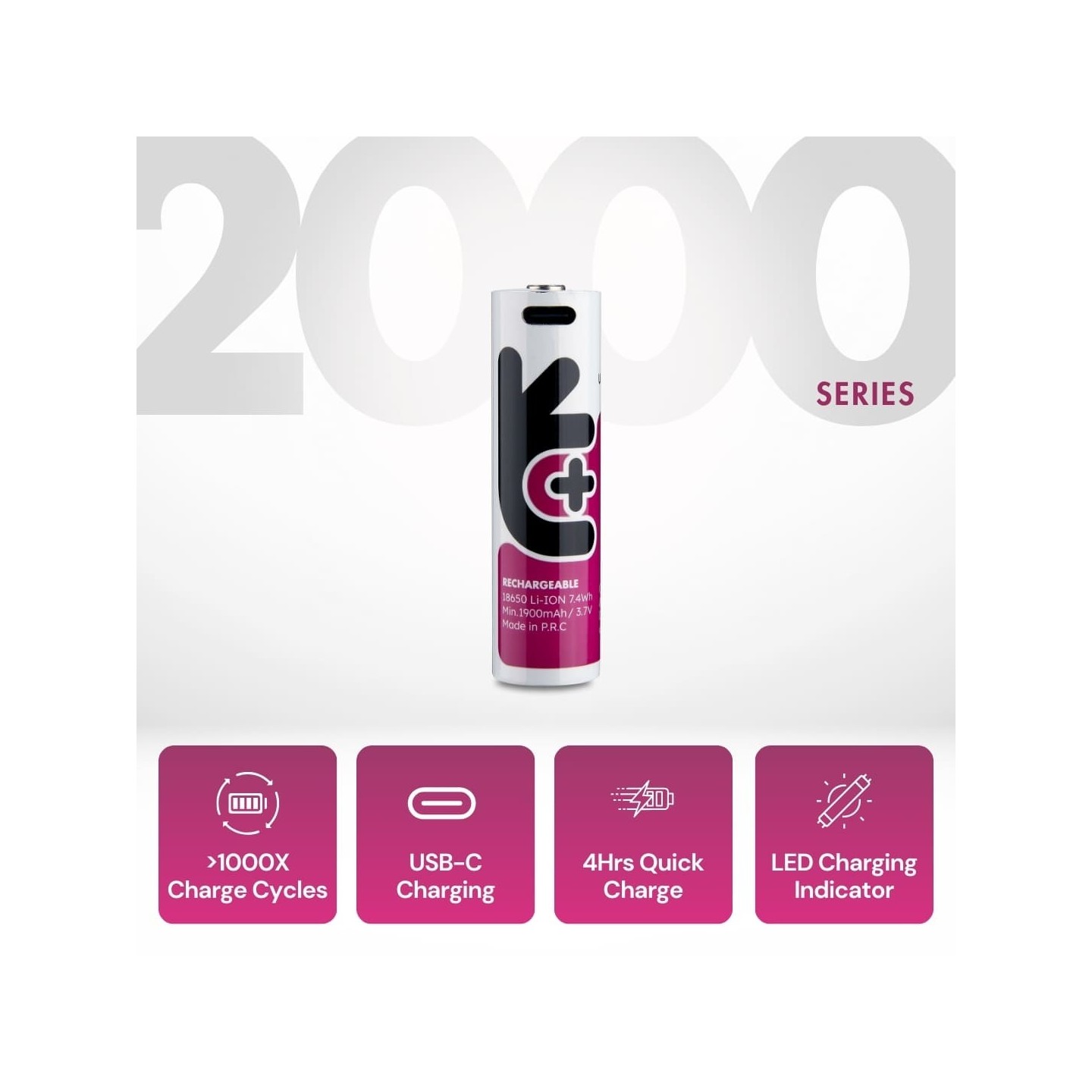 Uniross USB-C Rechargeable 18650 Lithium Battery 2000mAh - (1pc) — Buy in Cyprus with Fast Delivery