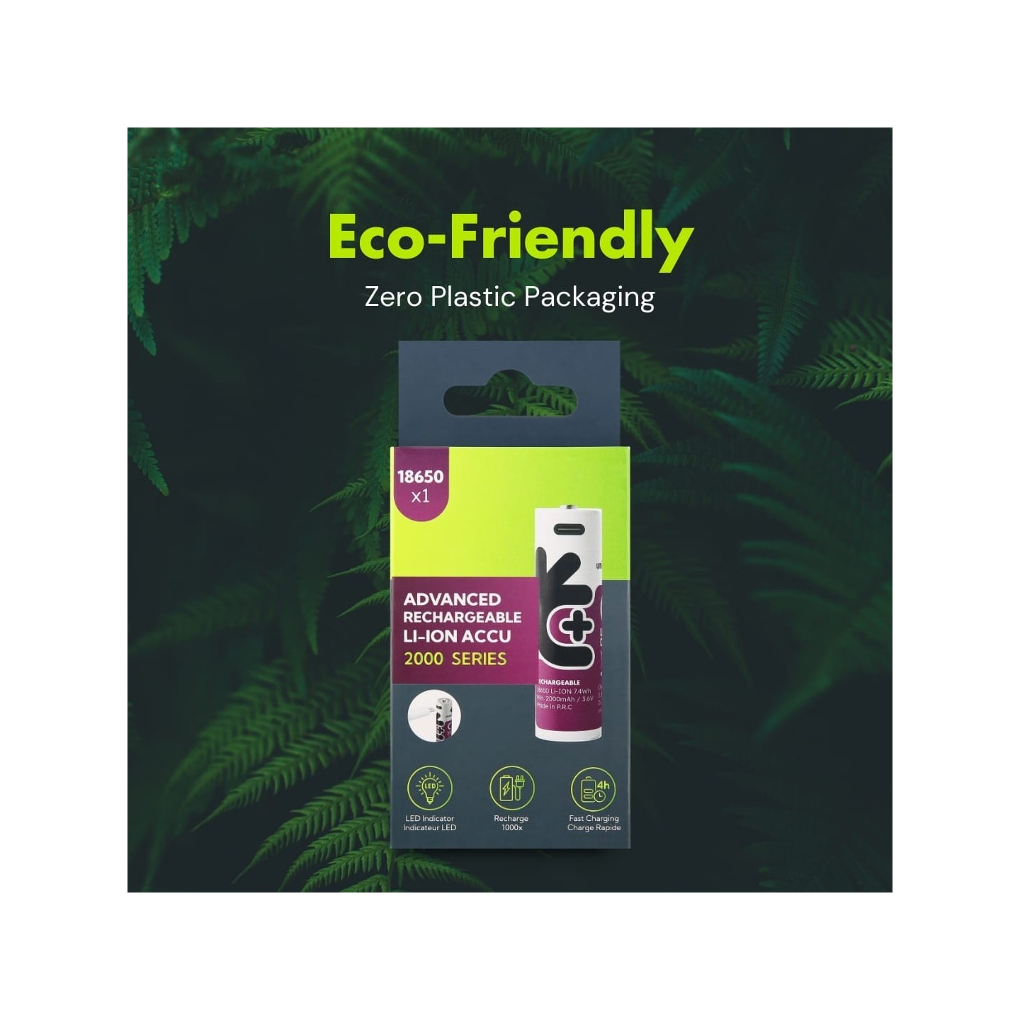 Uniross USB-C Rechargeable 18650 Lithium Battery 2000mAh - (1pc) — Buy in Cyprus with Fast Delivery