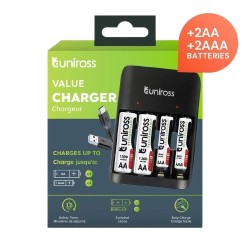 Buy Uniross USB Charger - UCU010C - for AA AAA + 2xAA & 2xAAA Batteries in Cyprus, Nicosia, Limassol, Larnaka, Pafos