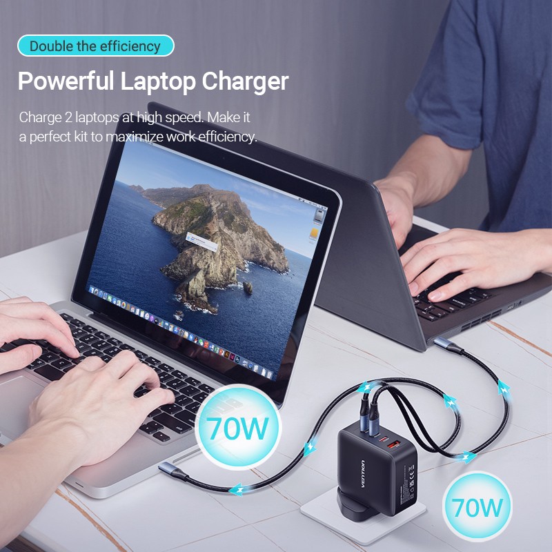 Buy Vention Charger Wall GaN 140W 3xC 1xA+240W Cable Black - FEIB0-UK - Wall GaN... in Cyprus, Nicosia, Limassol, Larnaka, Pafos