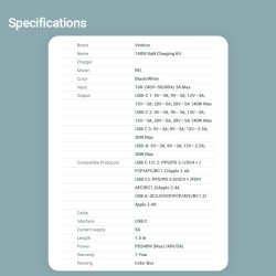 Buy Vention Charger Wall GaN 140W 3xC 1xA+240W Cable Black - FEIB0-UK - Wall GaN... in Cyprus, Nicosia, Limassol, Larnaka, Pafos