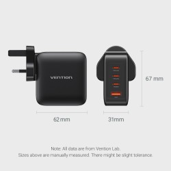Buy Vention Charger Wall GaN 140W 3xC 1xA+240W Cable Black - FEIB0-UK - Wall GaN... in Cyprus, Nicosia, Limassol, Larnaka, Pafos