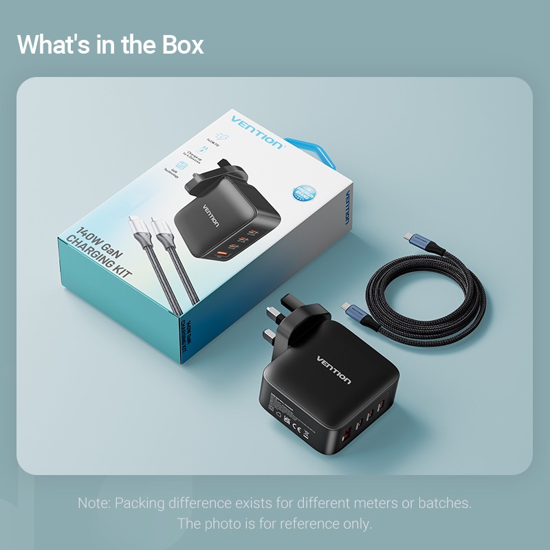 Buy Vention Charger Wall GaN 140W 3xC 1xA+240W Cable Black - FEIB0-UK - Wall GaN... in Cyprus, Nicosia, Limassol, Larnaka, Pafos