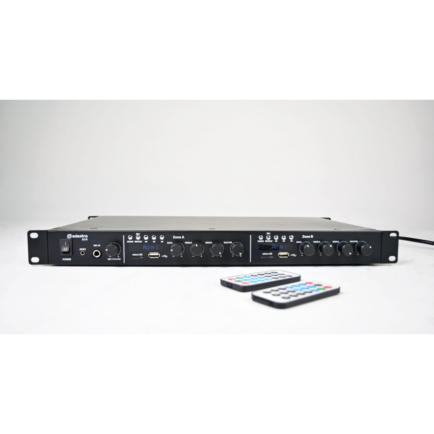 Adastra Amplifier - A14 - 2 x Independent Stereo Zones Amplifier x 200W per Zone & 2x Media Players BT USB FM