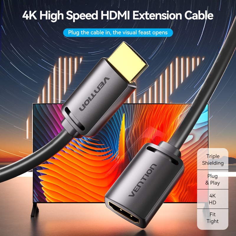 Buy Vention HDMI Cable 2.0 M-F Extension 2.0m - AHCBH - HDMI Cable 2.0 M-F Exten... in Cyprus, Nicosia, Limassol, Larnaka, Pafos