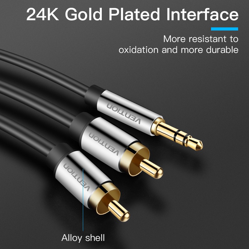 Buy Vention AUDIO Cable - BCFBJ - 3.5mm to 2RCA M-M Cable, Metal, 5.0m in Cyprus, Nicosia, Limassol, Larnaka, Pafos