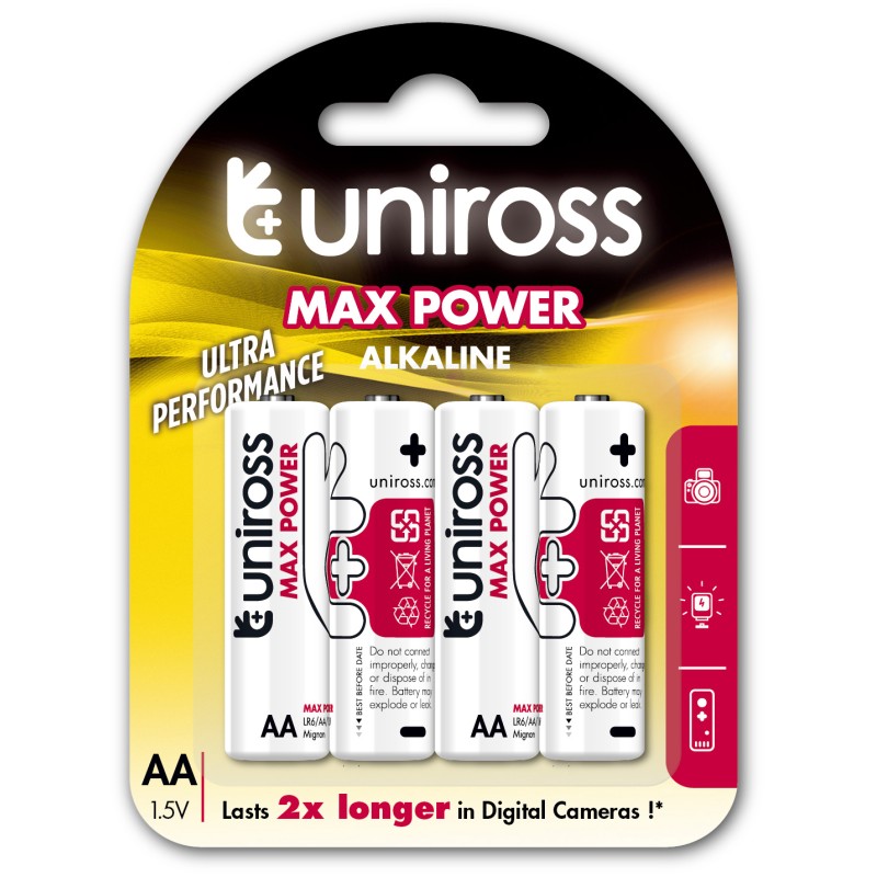 Buy Uniross AA Max Power Alkaline Batteries - 4 Pcs in Cyprus, Nicosia, Limassol, Larnaka, Pafos