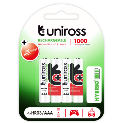 Buy Uniross Hybrio AAA 1000 Rechargable Batteries - 4Pcs in Cyprus, Nicosia, Limassol, Larnaka, Pafos