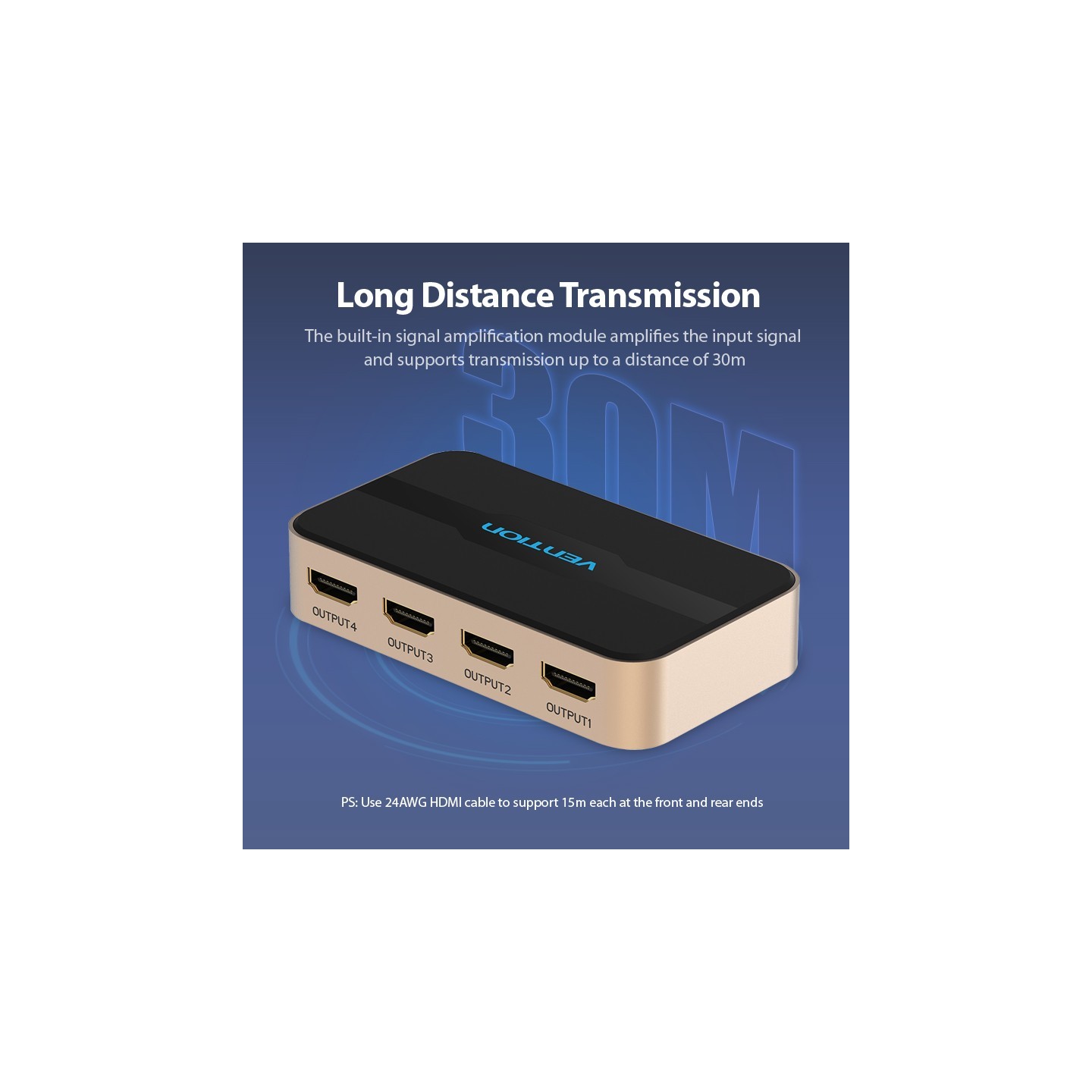 Vention HDMI Splitter - ACCG0-UK - 4-Port 4K 1.4 with UK PSU — Buy in Cyprus with Fast Delivery