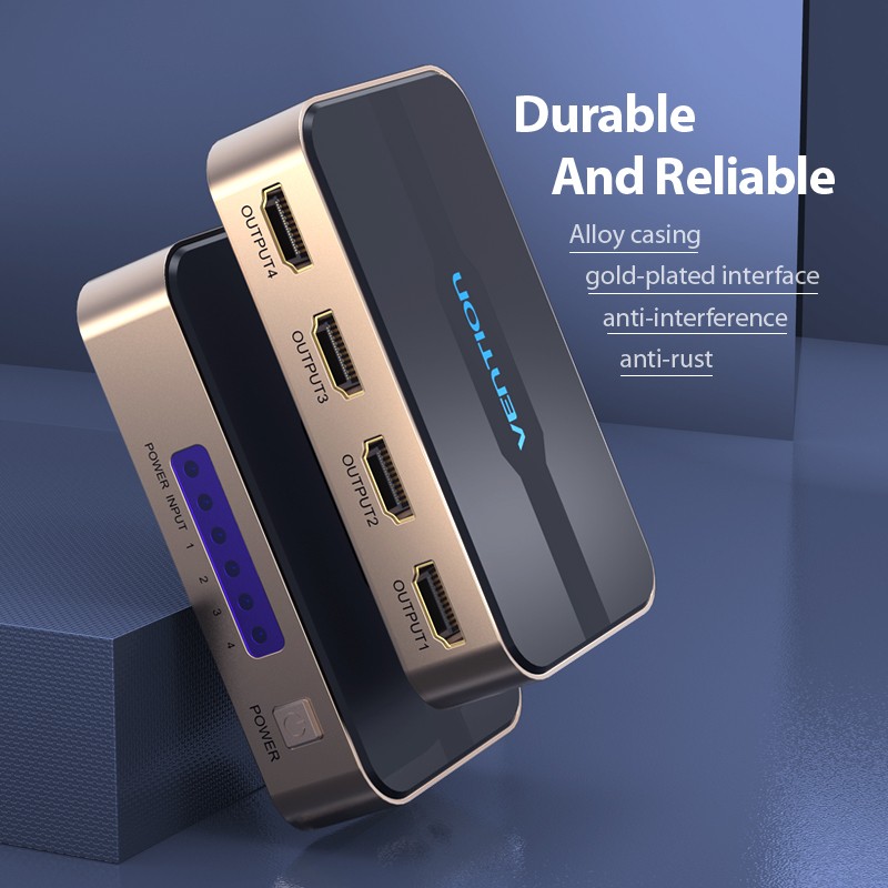 Buy Vention HDMI Splitter - ACCG0-UK - 4-Port 4K 1.4 with UK PSU in Cyprus, Nicosia, Limassol, Larnaka, Pafos