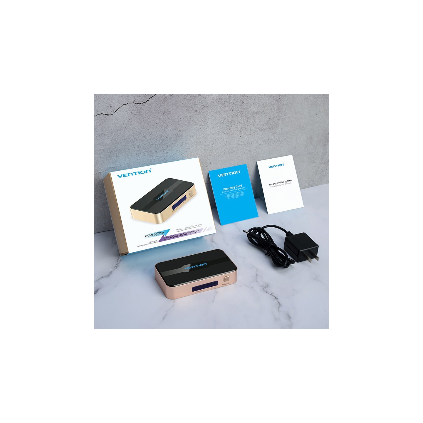 Vention HDMI Splitter - ACCG0-UK - 4-Port 4K 1.4 with UK PSU — Buy in Cyprus with Fast Delivery