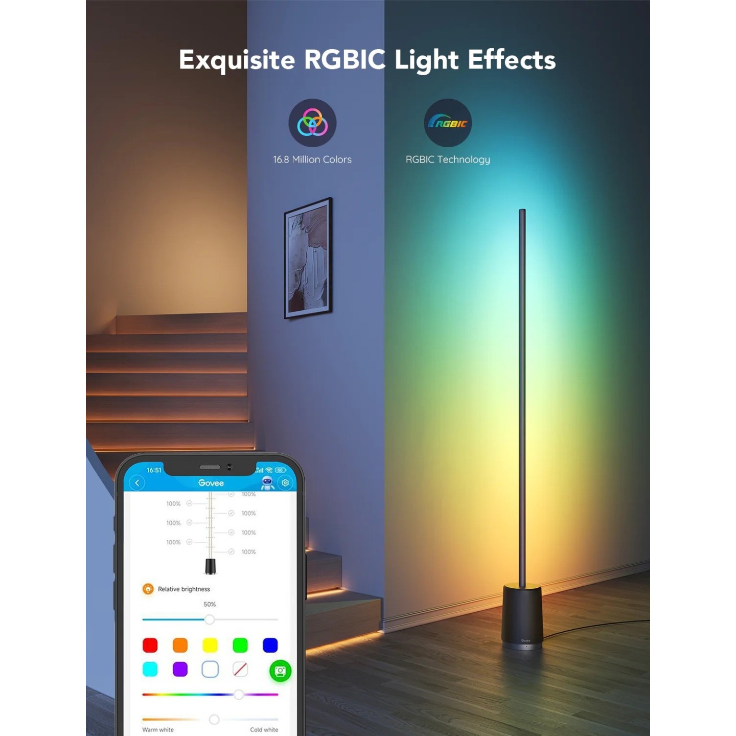 Govee RGBICWW Lyra Corner Floor Lamp - H6072 - RGBICWW — Buy in Cyprus with Fast Delivery