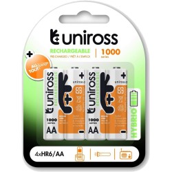 Buy Uniross Rechargeable AA 1000 Hybrio Batteries - AA 1000 Hybrio 4 Pcs in Cyprus, Nicosia, Limassol, Larnaka, Pafos