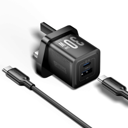 Buy Vention Charger Wall GaN 30W 1xA 1xC+USBC Cable Black - TZ-FEQB0-UK-01 - 1xA... in Cyprus, Nicosia, Limassol, Larnaka, Pafos