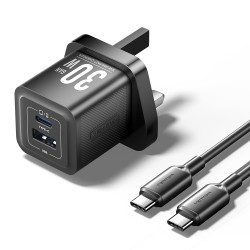 Buy Vention Charger Wall GaN 30W 1xA 1xC+USBC Cable Black - TZ-FEQB0-UK-01 - 1xA... in Cyprus, Nicosia, Limassol, Larnaka, Pafos