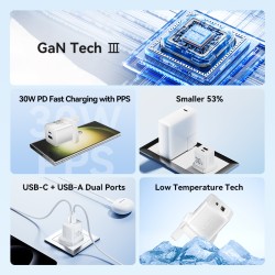 Buy Vention Charger Wall GaN 30W 1xA 1xC+USBC Cable Black - TZ-FEQB0-UK-01 - 1xA... in Cyprus, Nicosia, Limassol, Larnaka, Pafos