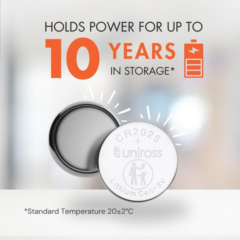 Buy Uniross Lithium-Button Cell - CR2025HP - High Power, 5pack in Cyprus, Nicosia, Limassol, Larnaka, Pafos