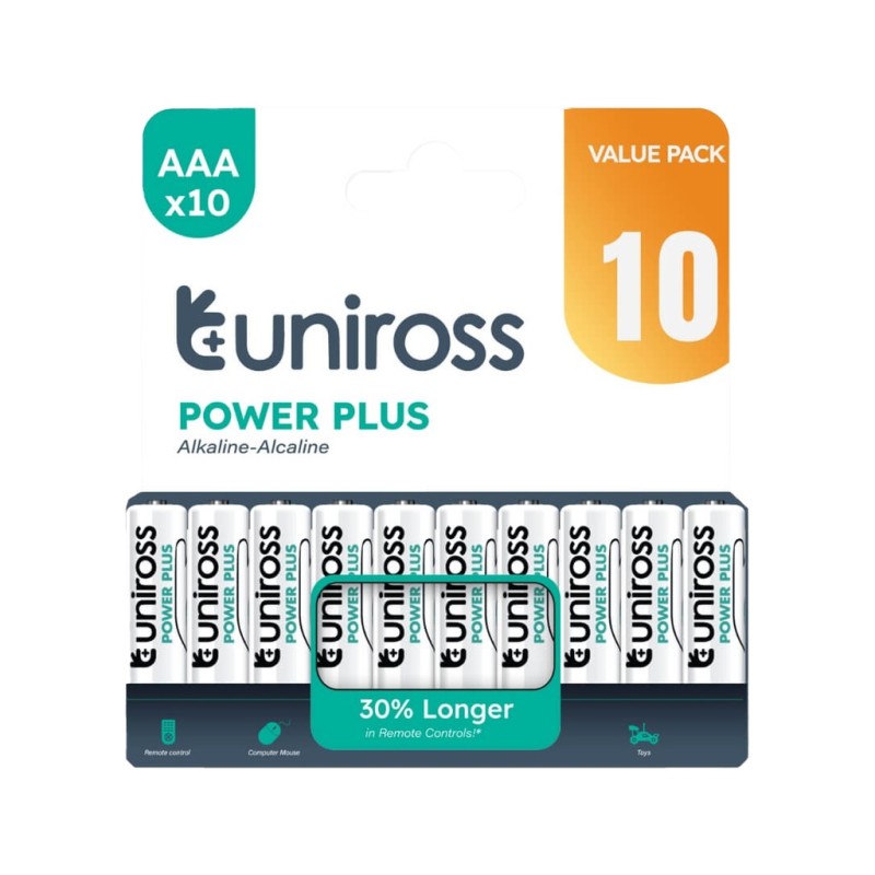 Buy Uniross Alkaline AAA Power Plus - Value Pack 10 Pcs (New) in Cyprus, Nicosia, Limassol, Larnaka, Pafos