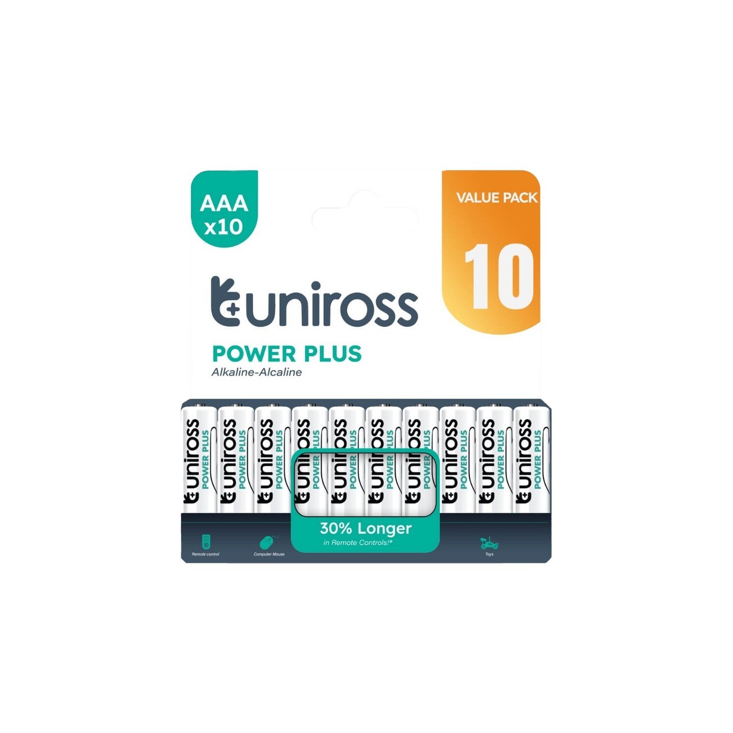 Uniross Alkaline AAA Power Plus - Value Pack 10 Pcs (New) — Buy in Cyprus with Fast Delivery