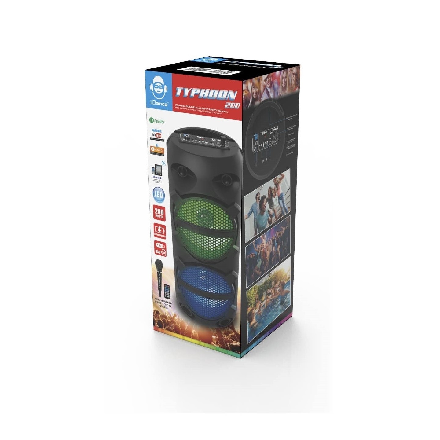 iDance Portable Speaker - Typhoon 200 - Portable Speaker with Microphone & Remote — Buy in Cyprus with Fast Delivery