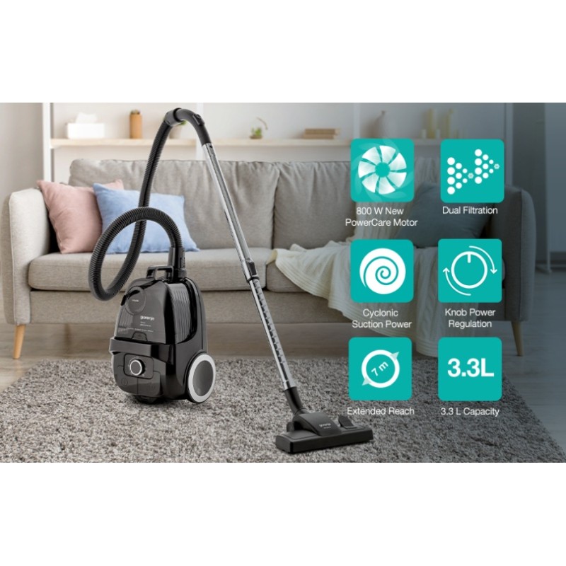 Buy Gorenje Cleaning Vacuum - VCE01G4AEBK - Bagless 800W 3.3L 5m in Cyprus, Nicosia, Limassol, Larnaka, Pafos