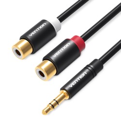 Buy Vention AUDIO - VAB-R02-B030 - 3.5mm M to 2RCA F Cable 0.3m in Cyprus, Nicosia, Limassol, Larnaka, Pafos