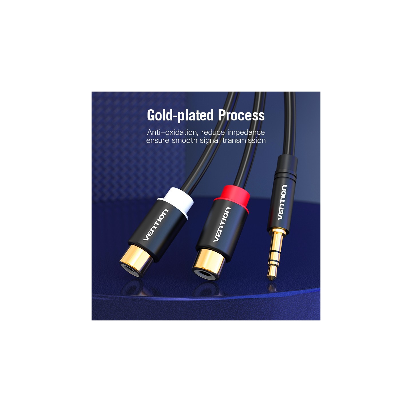 Vention AUDIO - VAB-R02-B030 - 3.5mm M to 2RCA F Cable 0.3m — Buy in Cyprus with Fast Delivery