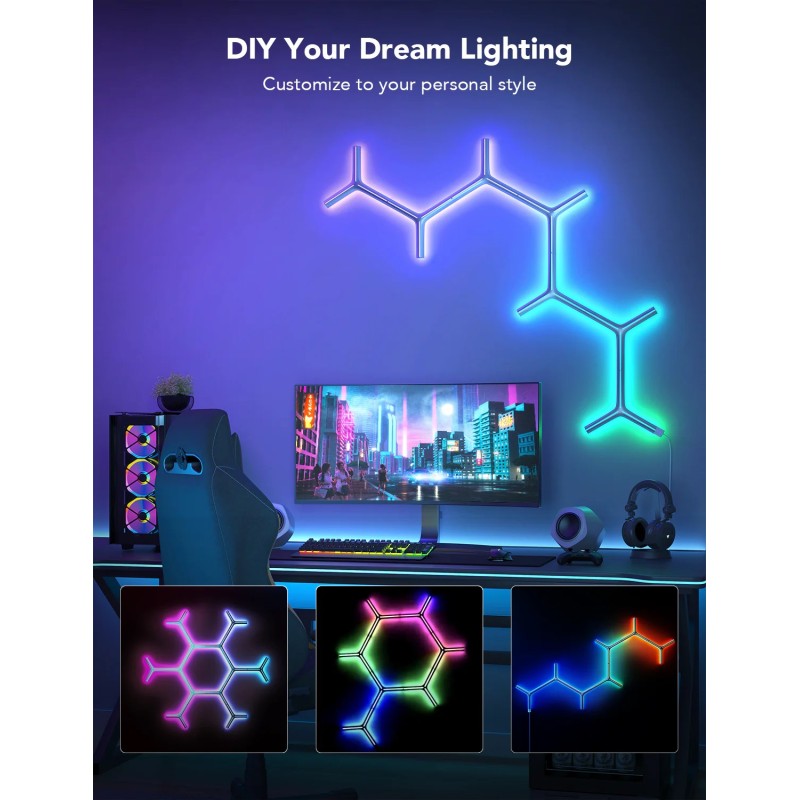 Buy Govee Gaming Light Panel - H6065 - Y Shape (7 pack) in Cyprus, Nicosia, Limassol, Larnaka, Pafos