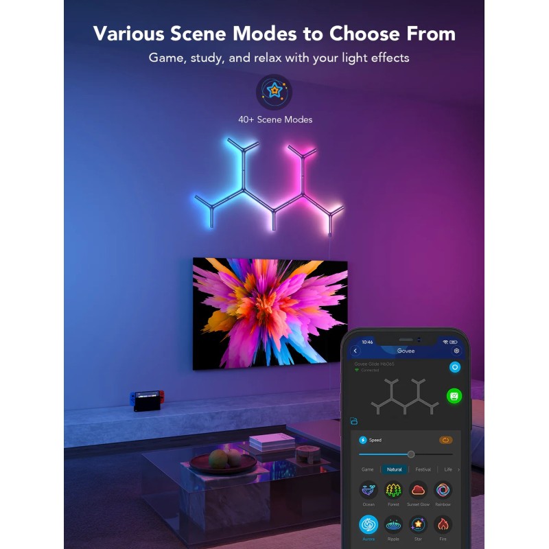 Buy Govee Gaming Light Panel - H6065 - Y Shape (7 pack) in Cyprus, Nicosia, Limassol, Larnaka, Pafos