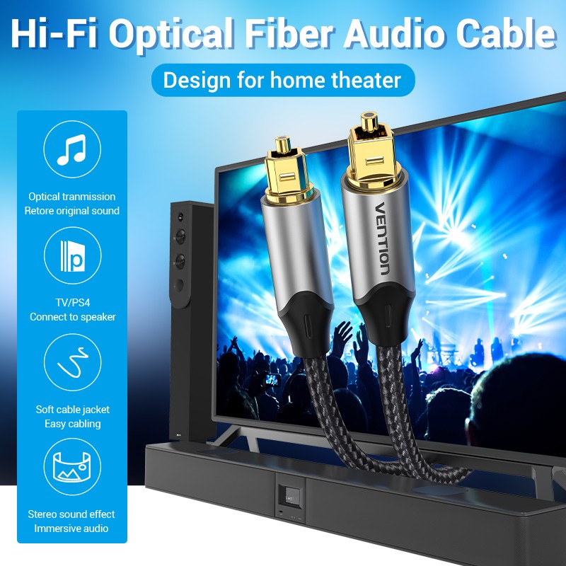 Buy Vention AUDIO Optical Cable - BAVHL - Aluminum 10.0m Grey in Cyprus, Nicosia, Limassol, Larnaka, Pafos