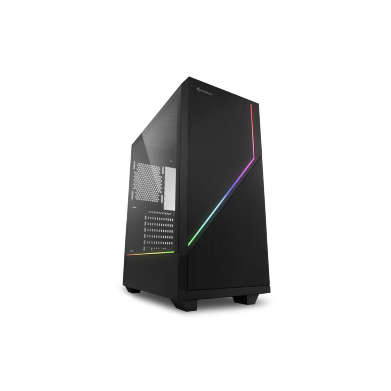 Sharkoon RGB FLOW - Mid Tower PC Case - Black, Side Window, ARGB Lighting, ATX/mATX/Mini-ITX, 350mm GPU
